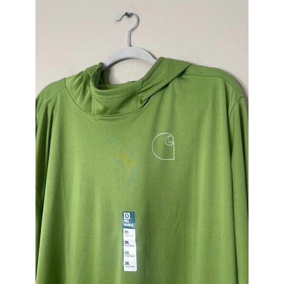 Carhartt Hoodie Performance Force Sun Defender Shirt 3XL Green UPF Relaxed Fit - Picture 2 of 12